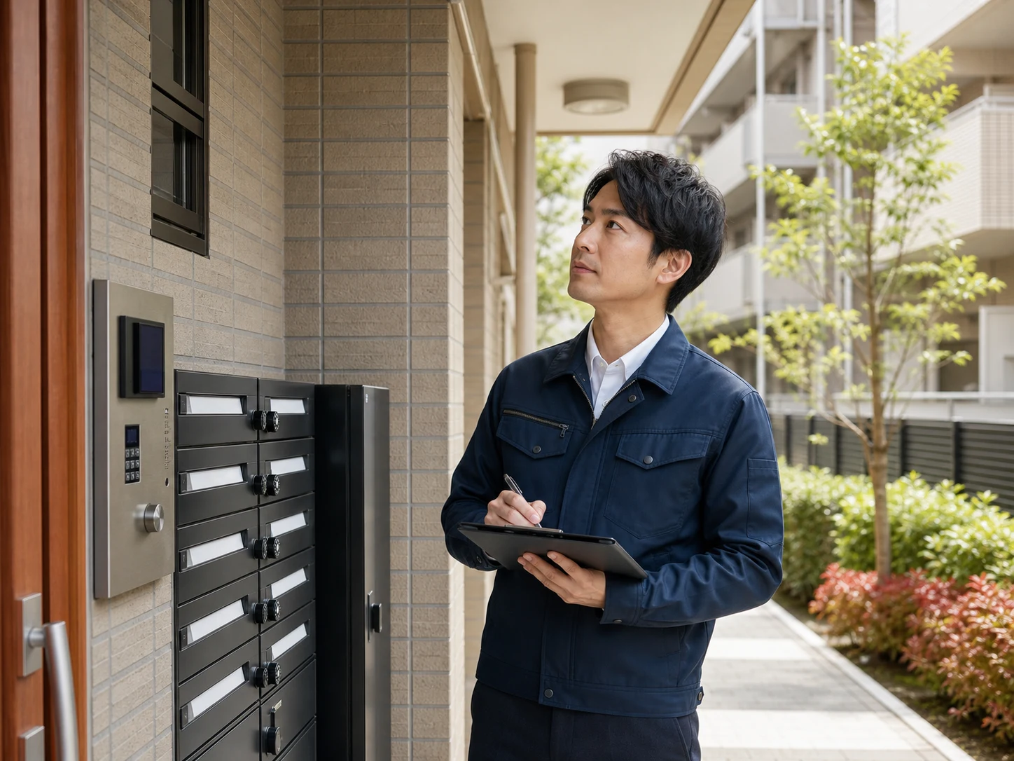 物件を点検する賃貸管理スタッフ